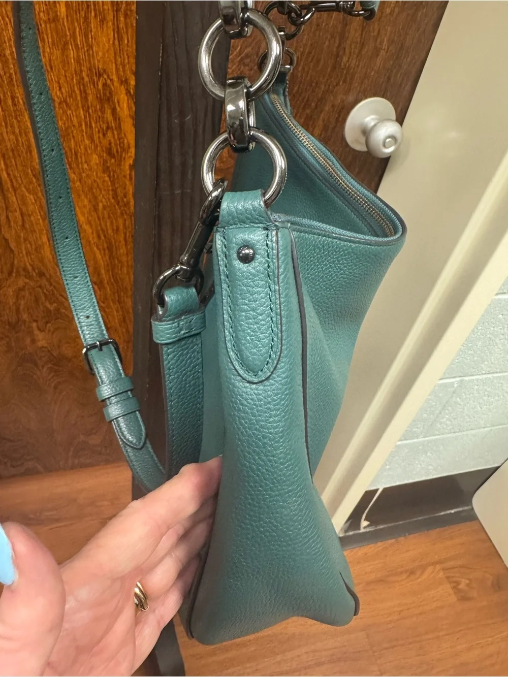 Coach Pebbled Leather Hobo Bag in Teal Green - Beautiful